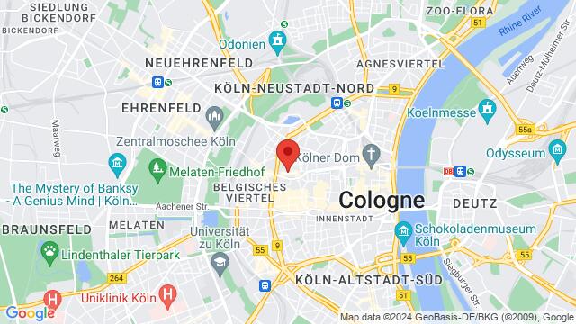 Karte der Umgebung von Friesenstraße 52, 50670 Köln, Deutschland,Cologne, Germany, Cologne, NW, DE