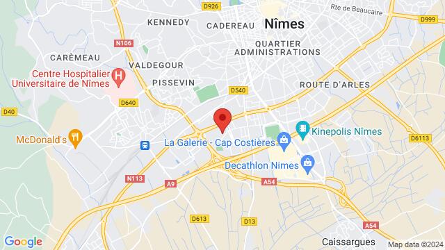 Map of the area around Parc Hôtelier Ville active, 152 Rue Claude Nicolas Ledoux , Nimes, GARD