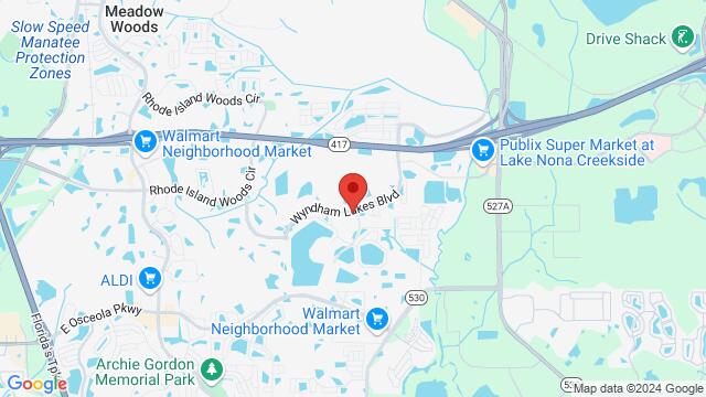 Map of the area around 14846 Wyndham Lakes Boulevard, Orlando, FL, US