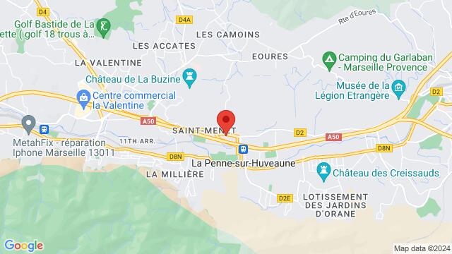 Map of the area around 184 Avenue de Saint Menet 13011 Marseille