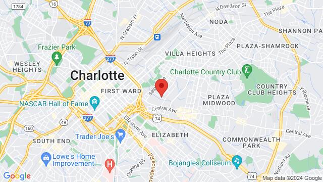 Map of the area around 1199 Otts St, Charlotte, NC 28205-2736, United States,Charlotte, North Carolina, Charlotte, NC, US