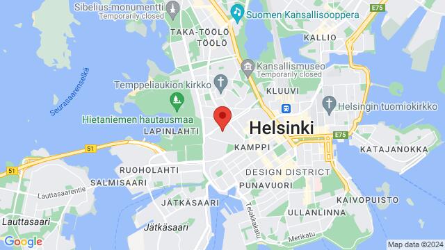 Karte der Umgebung von Malminkatu 3, Kamppi,Helsinki, Helsinki, ES, FI