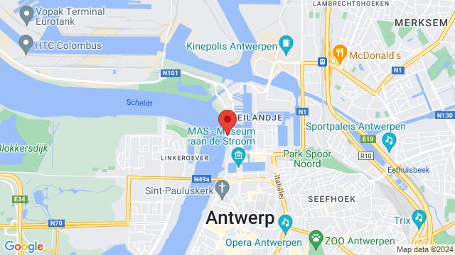 Kaart van de omgeving van Bocadero - Antwerpen