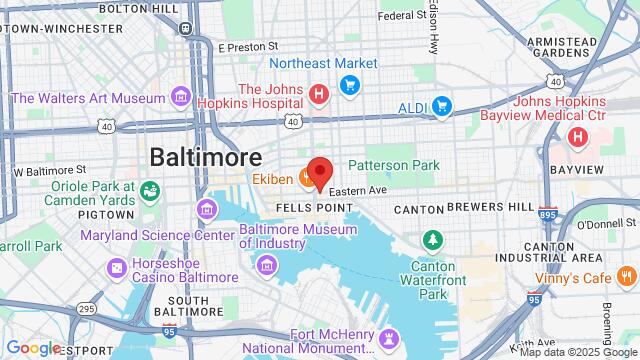 Map of the area around Enigma Bar and Grill, 1713 Eastern Ave, Baltimore, MD, United States