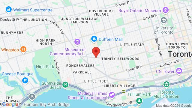 Map of the area around 1585 Dundas Street W, Toronto, ON, CA