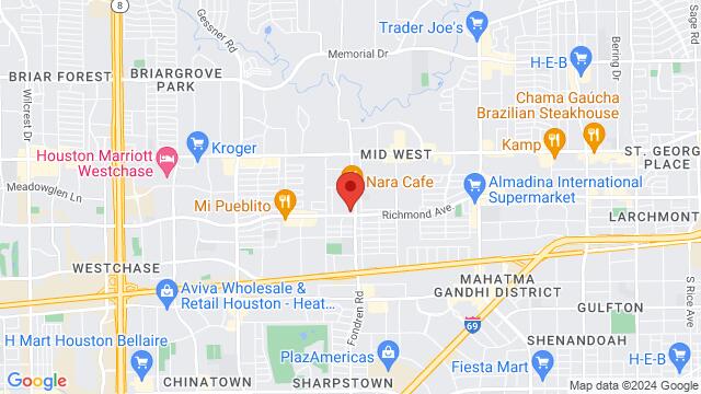 Map of the area around Club Tropicana, 3222 Fondren Rd, Houston, TX, 77063, United States