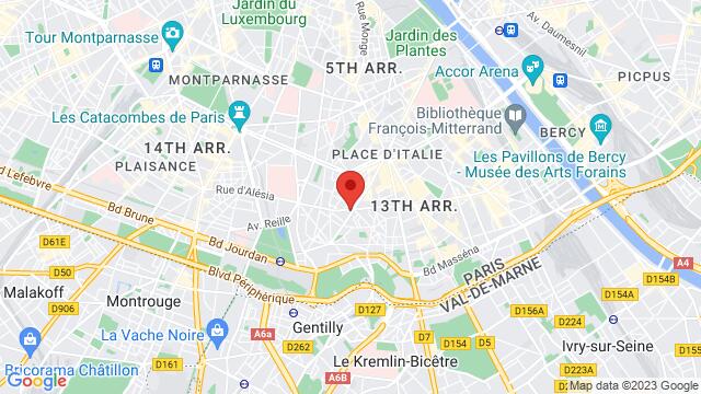 Map of the area around 195 rue de tolbiac 75013 paris