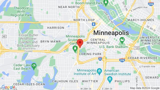 Map of the area around Four Seasons Dance Studio, 1637 Hennepin Ave, Minneapolis, MN, 55403, US