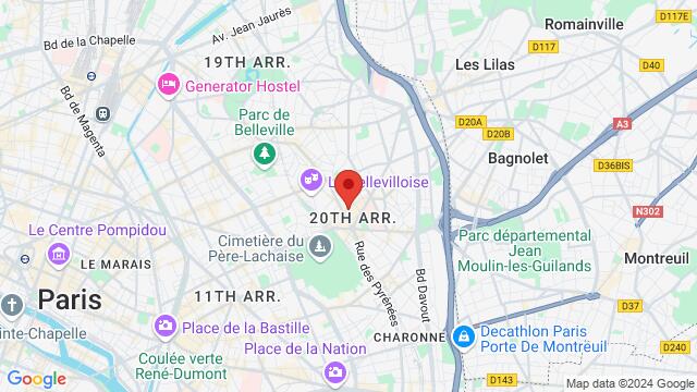 Map of the area around 64 rue Orfila, 75020 Paris