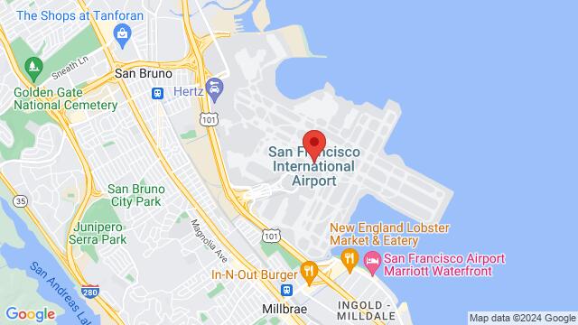 Map of the area around SFO (SFO), San Francisco, San Mateo, CA, USA