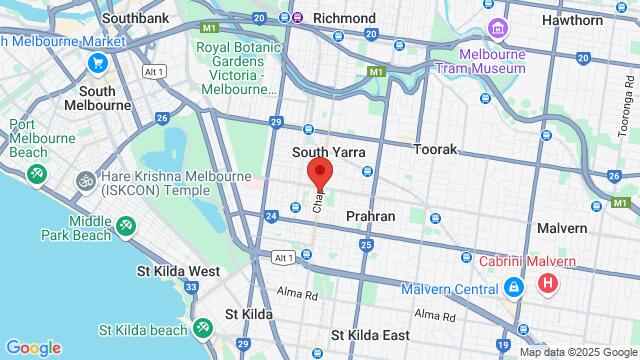 Map of the area around The Space Dance & Arts Centre, 318 Chapel St, Prahran VIC 3181, Australia