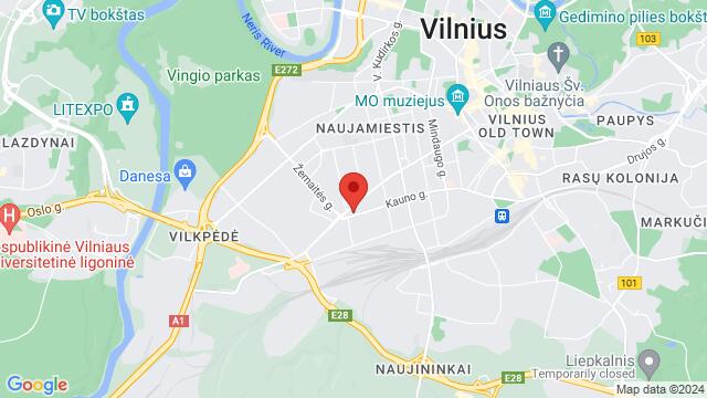 Map of the area around Naugarduko 76, Vilnius,