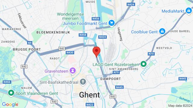 Map of the area around Shoonya Dance center Stapelplein 41 9000 Gent