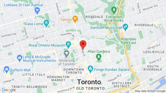 Map of the area around Fiesta X, 619 Yonge Street, Toronto, ON, Canada