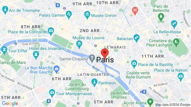 Map of the area around Paris, France