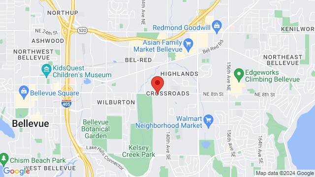 Map of the area around Bravo Dance School, 13635 NE 8th St Suite 104, Bellevue, WA, 98005, United States