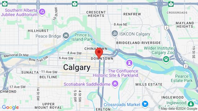 Map of the area around 144 6 Avenue Southeast, Calgary, AB, CA