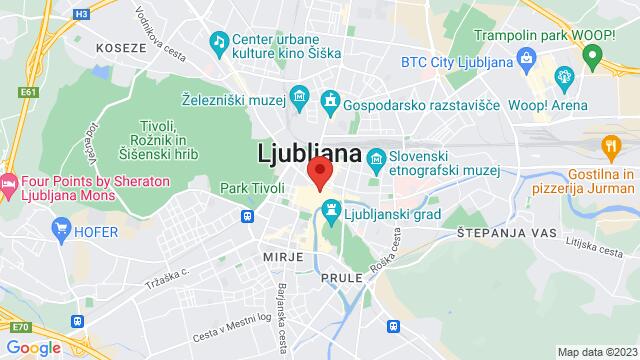 Map of the area around Miklosiceva 1, Ljubljana, Slovenia, 1000