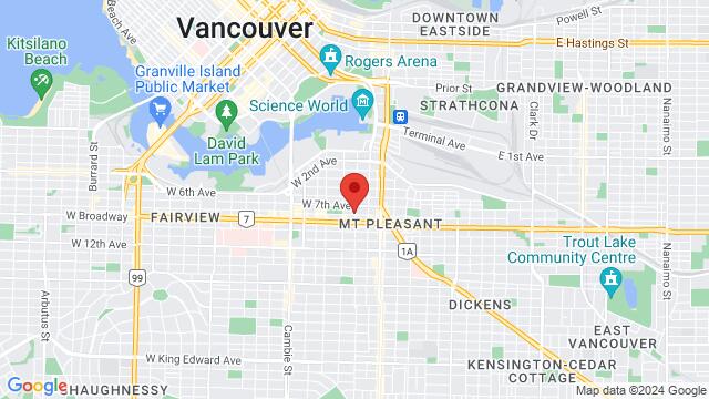 Mapa de la zona alrededor de 3 W 8th Ave, Vancouver, BC V5Y 1M8, Canada,Vancouver, British Columbia, Vancouver, BC, CA