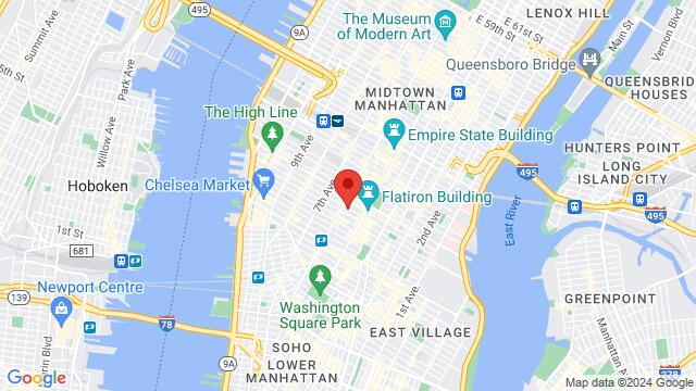 Map of the area around Taj Restaurant & Lounge, 48 W 21st St, Manhattan, New York, NY, 10010, United States