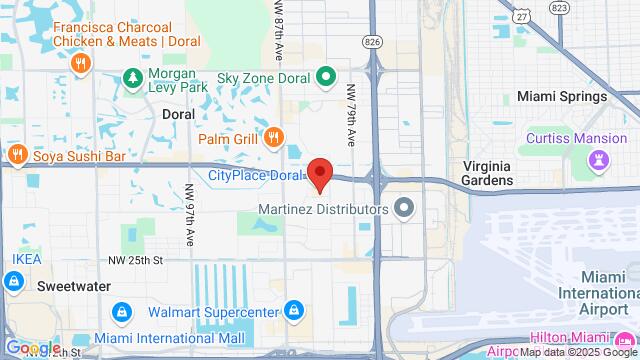 Map of the area around Copper Blues Miami, 3450 NW 83rd Ave #224, Doral, FL, 33122, United States