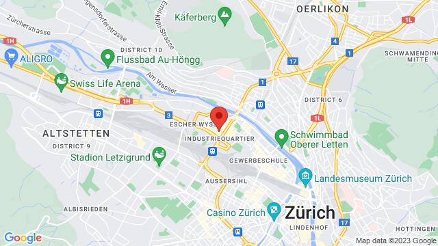 Map of the area around Schiffbaustrasse 3, 8005 Zurich