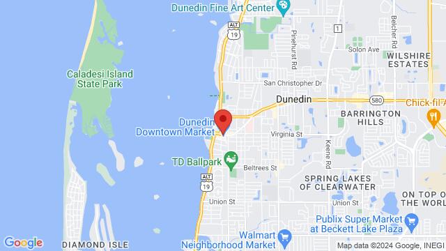 Map of the area around Blur Nightclub, 325 Main St, Dunedin, FL, 34698, US