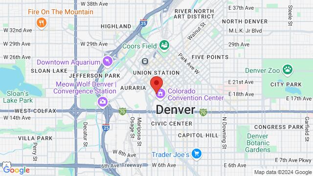 Map of the area around The Studio Loft at Ellie Caulkins Opera House, 909 14th St, Denver, CO 80202, United States,Denver, Colorado, Denver, CO, US