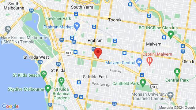 Map of the area around German Club Tivoli, 291 Dandenong Rd, Windsor, 3181, AU