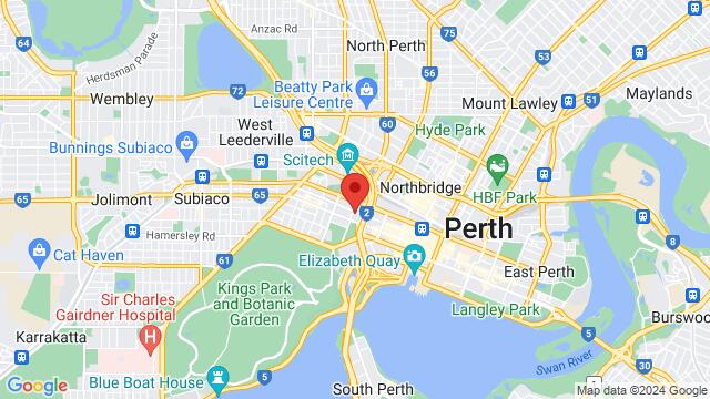 Mapa de la zona alrededor de 581 Murray St, West Perth WA 6005, Australia,Perth, Western Australia, Perth, WA, AU