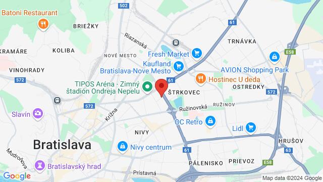 Map of the area around La Fiesta Club, Bratislava, Slovakia, Bratislava, BL, SK