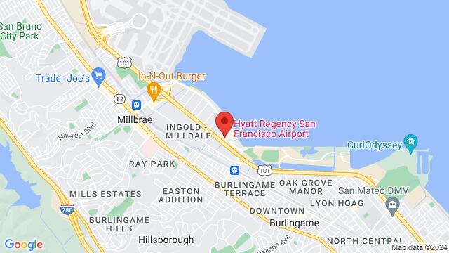 Map of the area around Hyatt Regency San Francisco Airport US