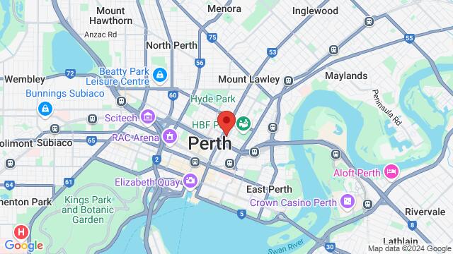 Mapa de la zona alrededor de 187 Stirling St, Perth WA 6000, Australia,Perth, Western Australia, Perth, WA, AU