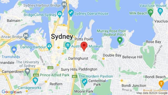 Map of the area around Cult, 33 Bayswater Rd, Potts Point, NSW, Australia