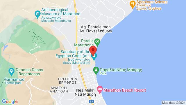 Map of the area around Golden Coast Hotel & Bungalows, Marathon Beach, Marathonas 190 07, Greece