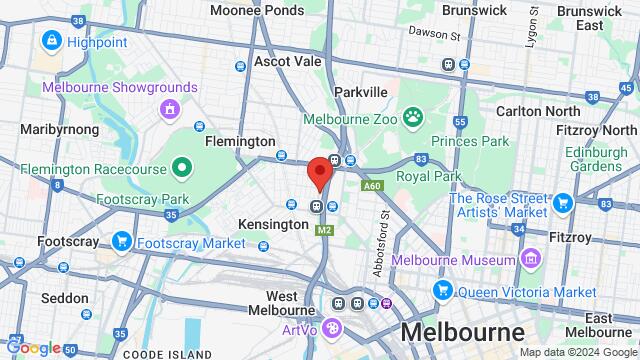 Map of the area around La Encantada Collective, 77 Stubbs Street, Melbourne, 3031, AU