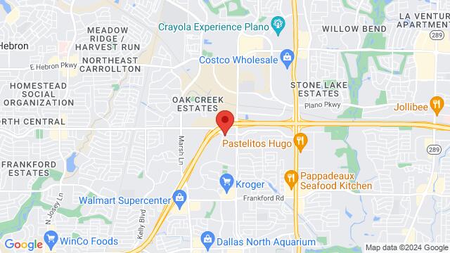 Map of the area around Cafe Nubia, 3920 Rosemeade Pkwy #100, Dallas, TX, 75287, United States