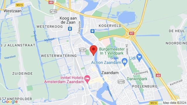 Map of the area around Het Tolhuys aan de Zaan, Westzijde 216, 1506 GG Zaandam, Netherlands