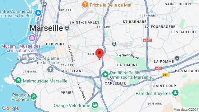 Map of the area around 252 Boulevard Baille 13005 Marseille