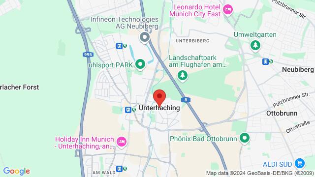 Map of the area around Unterhaching, Germany