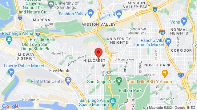 Map of the area around 308 University Ave, San Diego, CA 92103