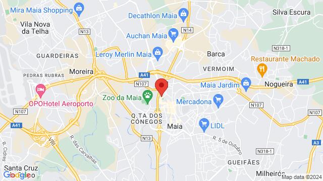 Map of the area around Rua Simão Bolívar, 375, 4470-214, Maia, Portugal