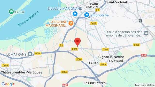 Map of the area around liberty auqa fitness, zac des florides le toes nord, 13700 Marignane