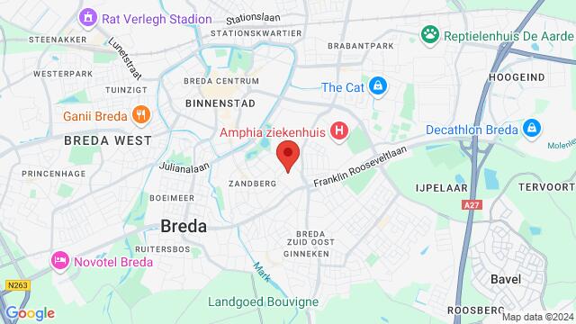 Map of the area around Zandberglaan 54/BIS  4818GL Breda, Breda, The Netherlands