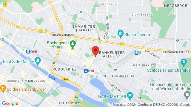 Karte der Umgebung von Gürtelstraße 25, 10247 Berlin, Deutschland,Berlin, Germany, Berlin, BE, DE