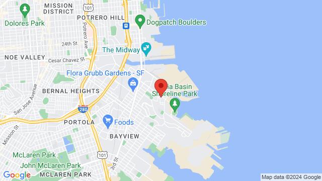 Map of the area around Speakeasy Ales & Lagers, 1195 Evans Ave, San Francisco, CA, 94124, US