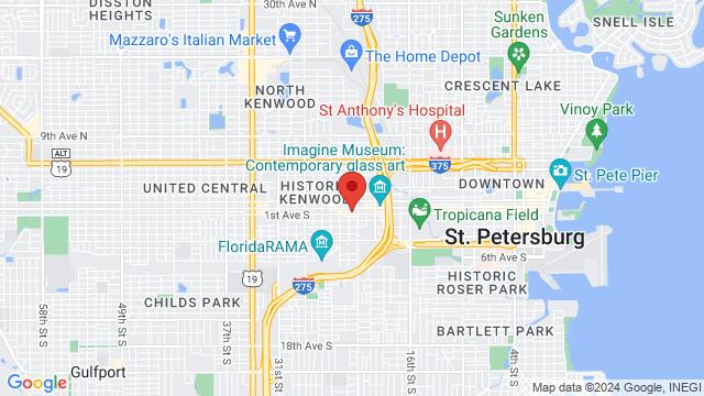 Map of the area around Steep Station Kava Bar, 2235 1st Avenue South, St. Petersburg, FL 33713, St. Petersburg, FL, 33713, US