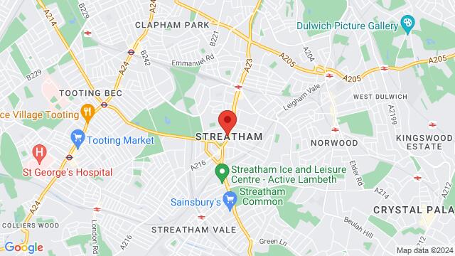 Map of the area around 232 Streatham High Road, SW16 1BB, London, EN, GB