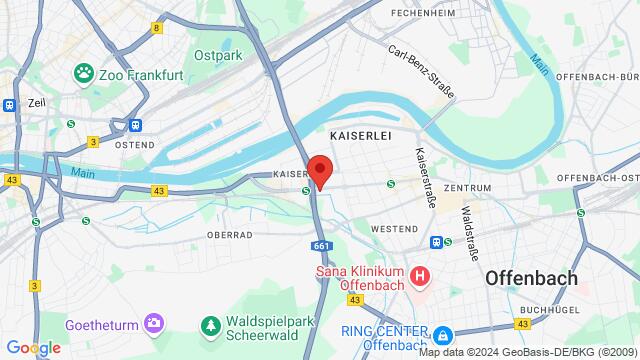 Kaart van de omgeving van STRIKEFIT, Berliner Str. 312, 63067 Offenbach am Main, Germany