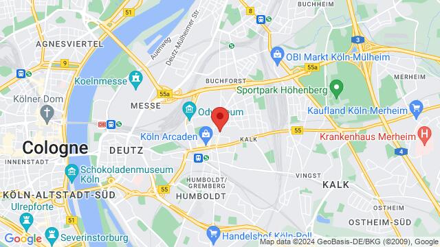 Karte der Umgebung von Bürgerhaus Kalk, Cologne, Germany, Cologne, NW, DE